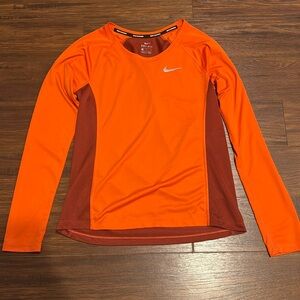 Nike Running Dry Fit Women’s Long Sleeve Shirt, orange, size M